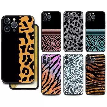 Funda Case For Apple iPhone 14 11 13 7 12 Pro 7 XR XS Max 8 Plus 6 14Pro 13Mini Black Soft Phone Coque Leopard Pattern iPhone 14 Pro Max