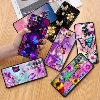 Funda для Xiaomi Redmi Note 10 9 11 Pro мягкий чехол для телефона 10S 9S K40 8 9A 9C 9T 7 10C 8T силиконовый чехол Diamond Flower Butterfly Redmi Note 7