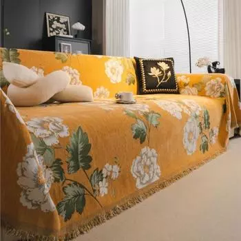 Funda Sofa Home Chenille Big Flower Диванный коврик Пледы Всесезонный Кемпинг Пикник Одеяло Чехол Чехол для дивана 180x130