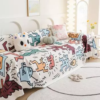 Funda Sofa Home Имитация льна Граффити Диванный коврик Пледы Всесезонный Кемпинг Пикник Одеяло Чехол Чехол для дивана 180x130