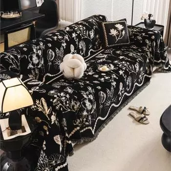 Funda Sofa Home Синель Цветочный Диванный Коврик Пледы Всесезонный Кемпинг Пикник Одеяло Чехол Чехол для Дивана 180x130