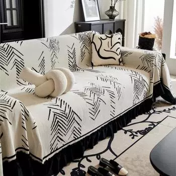 Funda Sofa Home Синель Fishbone Pattern Диванные коврики Плед Всесезонный Кемпинг Пикник Одеяло Чехол Чехол для дивана 180x130cm