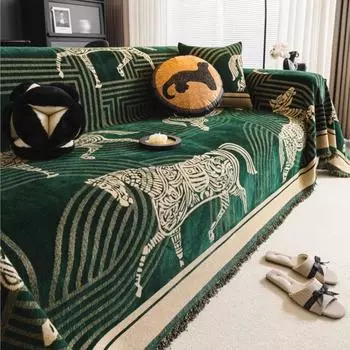 Funda Sofa Home Синель Лошадь Принт Диван Коврик Пледы Всесезонный Кемпинг Пикник Одеяло Чехол Диван Чехол Осень 180x130