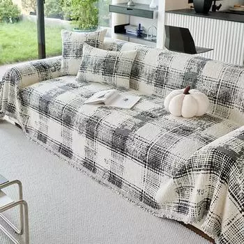 Funda Sofa Living Room Chenille Hawaii Striped Lattice Sofa Throw Blanket All Seasons Camping Picnic Sofa Cover 180x130