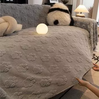 Funda Sofa Living Room Footprint Jacquard Толстый теплый диванный плед Зимний чехол Sherpa для кемпинга и пикника 180x90