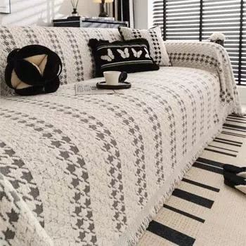 Funda Sofa Living Room Толстый теплый диванный плед Осень-зима Шерпа Чехол для дивана в клетку для кемпинга и пикника 180x130