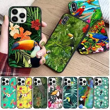 Funda Тропические лесные животные Тукан Чехол для телефона для iPhone 14pro 11pro 12 13pro max 5s 6s xs 7 8plus SE xr 12mini Coque Cases Iphone 5 5S