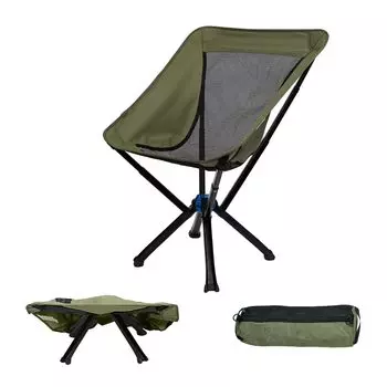 Fundango Outdoor Camping High Load Capacity Sports Кресло Green Black, Компактное, Складное, Легкое, Стул One-Touch, Спинкой, Портативное, Простое, 150 кг,