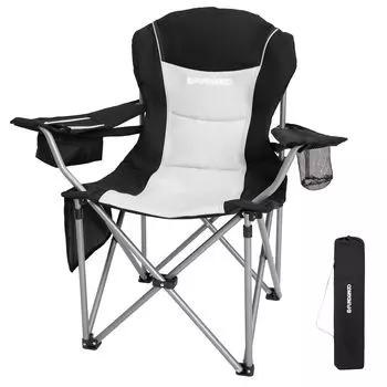FUNDANGO Outdoor Instant Больше грузоподъемности Легко для кемпинга Включает в себя сумку для хранения стаканов Черно-серый стул, складной, портативный, сходящийся, для хранения,