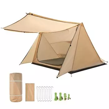 FUNDANGO Pup Solo Military с сетчатой просторной передней водонепроницаемой сумкой и сумкой для хранения Нет Палатка для кемпинга, Палатка, Штора, Полиэстер, Простая, Легкая,