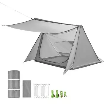 FUNDANGO Solo camping pup military с сетчатой просторной передней частью, водонепроницаемая и без сумки для хранения, в комплект входит палатка, тент, занавеска, простая, легкая, компактная,