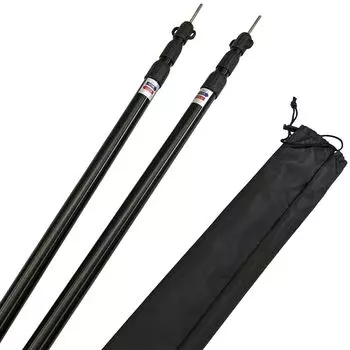 Fungoal Tent Pole Телескопический навес Раздвижной Легкой Длины Кемпинговый шест [Черный] [2 шт.] Шесты, Легкие, Алюминиевые, Тип, Одно касание, Гибкие, чёрный