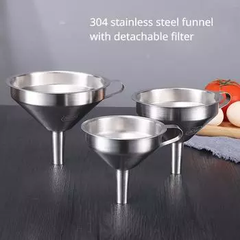 Funil Inoxidvel Com Filtro Destacvel Funil Do Metal Boca Larga Ferramentas Cozinha leo Lquido Воронка из нержавеющей стали Kche Cucina