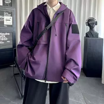 Функциональная куртка мужская весна и осень высокого класса Ruffian Красивый топ в гонконгском стиле большого размера Американская инструментальная куртка S чёрный