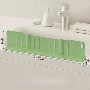 Функциональный брызгозащитный экран для кухни и ванной комнаты с корзиной для слива зелёный