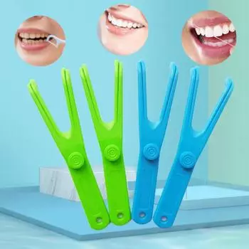 Функциональный мягкий пластиковый межзубной очиститель, сменная стойка для зубной нити для повседневной жизни синий