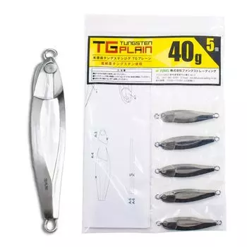 FUNKS TG Plain Tungsten Jig 40 г x 5 шт. Неокрашенный металлический Jig Solid x 5 (40г штук)