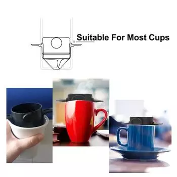 Funnel Baskets Paperless Pour Over Coffee Dripper Stainless Steel Drip Coffee Tea Holder Coffee Filter Reusable Portable чёрный