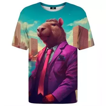 Funny 3D Capybara Graphic T Shirt for Men Clothing Unisex Kids y2k Tops T-shirt Casual Women Plus Size Short Sleeved Tee Shirts S