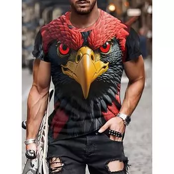 Funny 3D Eagle Graphic Fashion Animal Print Men Hip Hop Trend Clothing Summer Casual O-neck Short Sleeve S