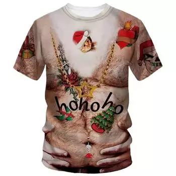 Funny 3D Printing Muscle T-Shirt hairy ugly Christmas Clothing Streetwear T-Shirt Tops Harajuku Fashion Short Sleeve Tees S