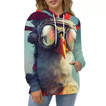 Смешные толстовки с изображением животных, пиратский петух, уличный стиль, повседневный свитер с капюшоном, длинный рукав, эстетичные графические толстовки, большой размер 6XL S