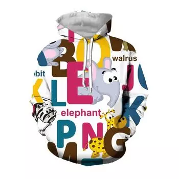 Смешные графические толстовки с буквами животных, модные толстовки с капюшоном для мужчин, повседневная уличная одежда, женский пуловер с рисунком Y2k, топ S