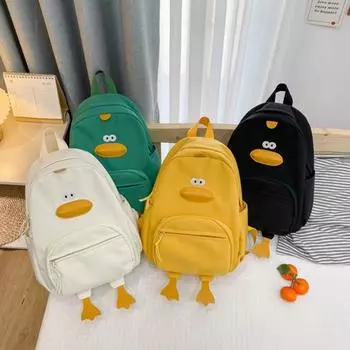 Забавный рюкзак большой емкости с милым дизайном утки из нейлоновой ткани, водонепроницаемая детская школьная сумка с жёлтый
