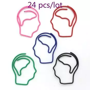Смешная закладка для книг, офис, школа, канцелярские принадлежности, зажимы для маркировки, скрепка в форме головы человека, 24 шт./лот 1 pack