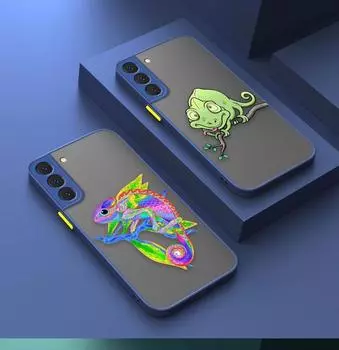 Забавный противоударный матовый чехол для телефона с изображением ящерицы-хамелеона для Samsung Galaxy S22 Ultra S21 S20 FE S10 S9 S8 S10E Plus 5G 4G Shell Cover Samsung S22 Ultra 5G