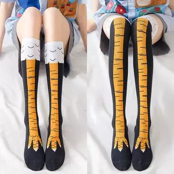 Funny Chicken Leg Stocking Over-knee Pressure Thin Leg Long Socks Women Spring Autumn Winter Middle High School Girls Socks One Size
