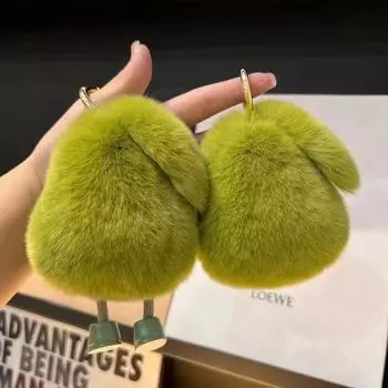Funny Cute Soft Stuffed Avocado With Feet Plush Keychain Furry Fur Kawaii Fruit Keyring Women Car Keys Charms Bag Pendant