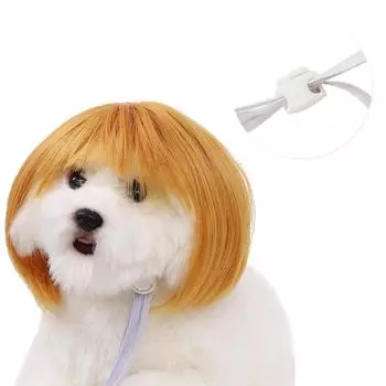 Funny Dog Hairpiece Straight Hair Dog Headwear DIY Pet Costume Wig Cosplay Party оранжевый