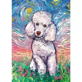 Funny Dogs Starry Night Van Gogh Canvas Painting Abstract Print Dog German Shepherd Bulldog Posters Wall Art Picture Home Decor 21cm30cm NoFrame
