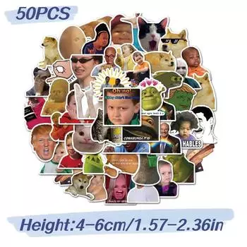 Funny Emoticon 50pcs Stickers Set Waterproof Laptop Suitcase Hand Account Decor