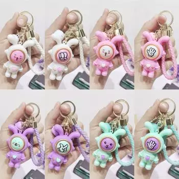 Funny Finger-guessing Game Keychain Heart Rabbit Pendant Face-changing Keyring Car Key Pendant A Purple Finger