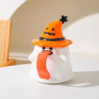 Funny Ghost Cup with Lid Mug Halloween Gift Ceramic Cup Couple Good Looks Office Coffee Cup 401-500ml