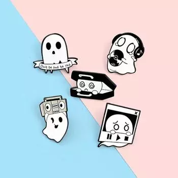 Funny Ghost White Ghost Pin Creative White Ghost Series Brooch Denim Shirt Bag 05