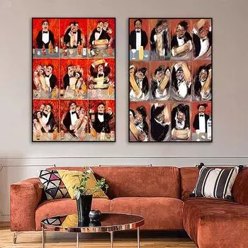 Смешной парень коктейль Мартини микс плакат настенное искусство HD картины на холсте и печать для гостиной домашний декор безрамные подарки 21x30cm No Framed