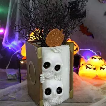 Funny Halloween Skull Pots Scary Skull Vase Skeleton Book Planter Pot Outdoor Garden Decorations Skull Pots