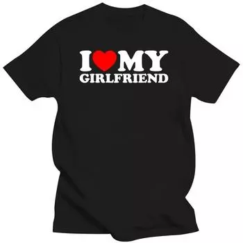 Funny I Love Heart My Girlfriend T Shirts Graphic Mdl Streetwear Short Sleeve O-Neck Birthday Gift T-shirt Mens Clothing S бежевый