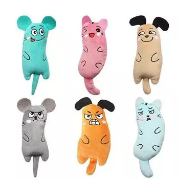 Funny Interactive Plush Cat Toys Mini Teeth Grinding Catnip Toys Kitten Chewing Squeaky Toys Pets Accessorie серый