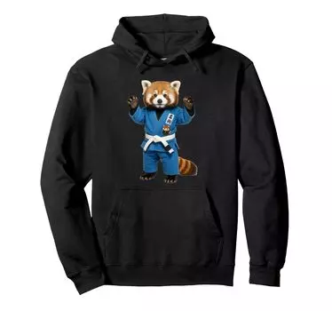 Funny Jiu Jitsu Red Gi Me a Hug Hoodie BJJ, - Panda, чёрный