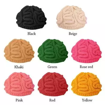 Смешная вязаная пародия на ужасы, мозговая шапка ручной работы, винтажная шапка на Хэллоуин, шапка-бини для вечеринки, шапки-чепчики для мужчин и женщин розовый