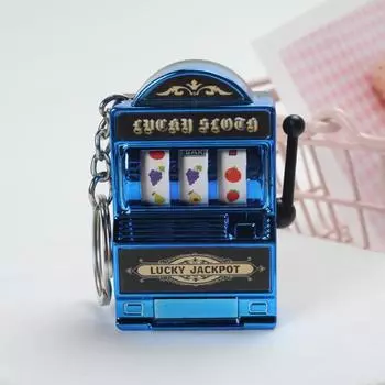 Funny Lucky Jackpot Keyrings Plastic Fruit Slot Machine Keychain Funny Toys