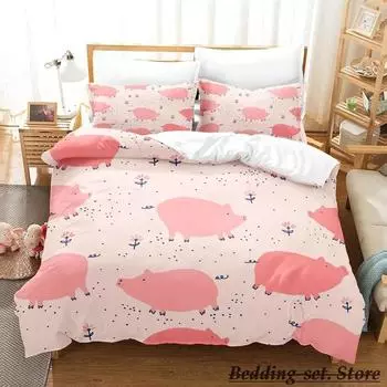 Funny Pig Bedding Set Single Twin Full Queen King Size Bed Set Aldult Kid Bedroom Duvetcover Sets Anime parure de lit Bed 70x133cm 2pcs