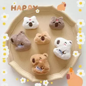 Funny Plush Capybara Brooch Creative Plush Badge Pin Bag Jewelry Plush Capybara Pin Unisex dark brown-body