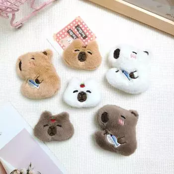 Funny Plush Capybara Pin Creative Plush Badge Pin Cartoon Plush Capybara Brooch Party dark brown-body