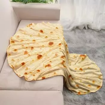 Funny Round Corn Tortilla Blanket Multi-size Soft Warm Throw Blanket for Sofa, Office, Bed, Camping Traveling Soft Flannel Wrap 80X80cm XS