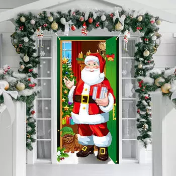 Funny Santa Door Cover 2024 Christmas Decoration Outdoor Porch Decorative Supplies Background Banner Halloween Decors 2025 New